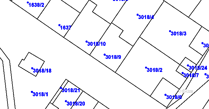 Parcela st. 3018/9 v KÚ Dubňany, Katastrální mapa