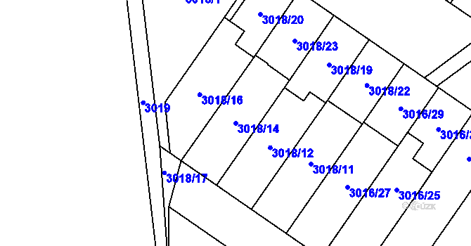 Parcela st. 3018/14 v KÚ Dubňany, Katastrální mapa