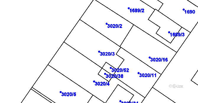 Parcela st. 3020/3 v KÚ Dubňany, Katastrální mapa