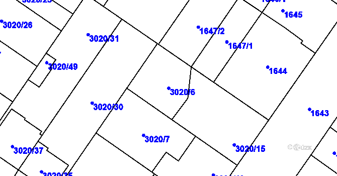 Parcela st. 3020/6 v KÚ Dubňany, Katastrální mapa