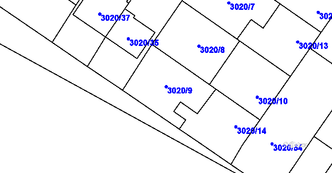 Parcela st. 3020/9 v KÚ Dubňany, Katastrální mapa