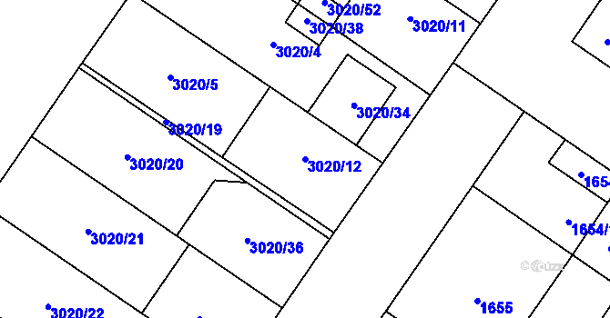 Parcela st. 3020/12 v KÚ Dubňany, Katastrální mapa