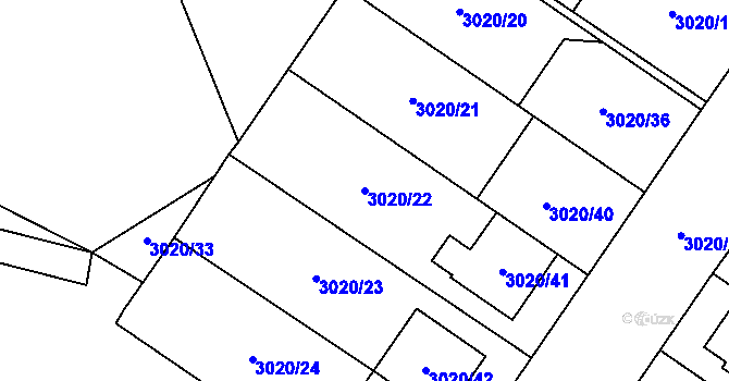 Parcela st. 3020/22 v KÚ Dubňany, Katastrální mapa