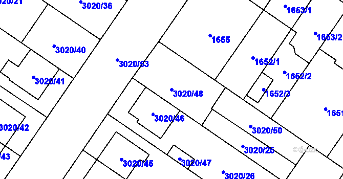 Parcela st. 3020/48 v KÚ Dubňany, Katastrální mapa