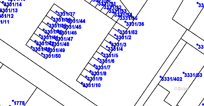 Parcela st. 3331/5 v KÚ Dubňany, Katastrální mapa