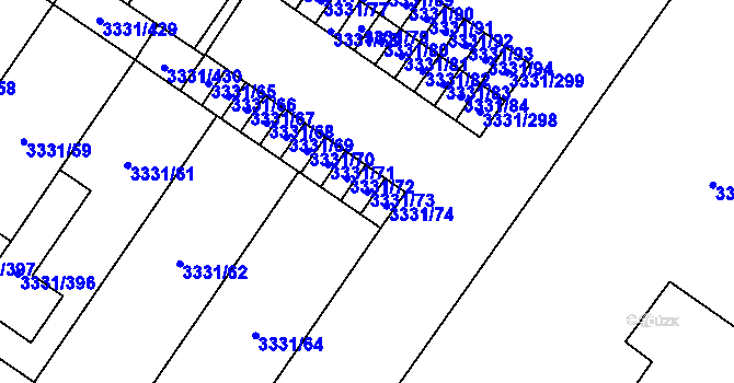 Parcela st. 3331/73 v KÚ Dubňany, Katastrální mapa