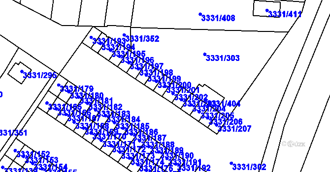 Parcela st. 3331/201 v KÚ Dubňany, Katastrální mapa