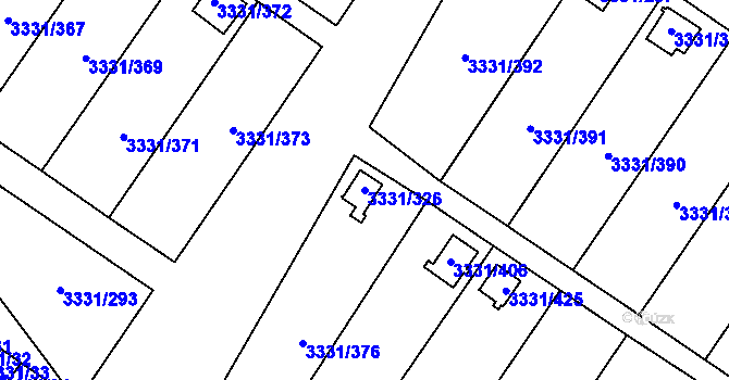 Parcela st. 3331/326 v KÚ Dubňany, Katastrální mapa