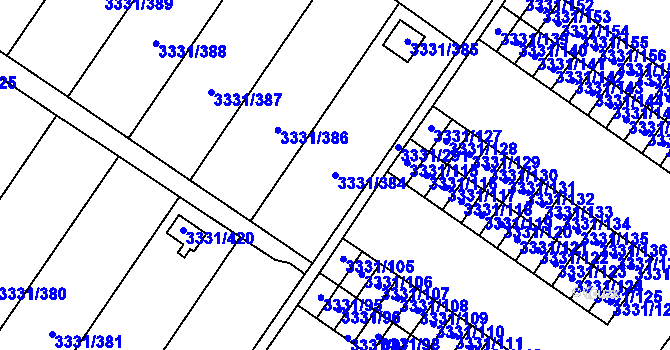 Parcela st. 3331/384 v KÚ Dubňany, Katastrální mapa