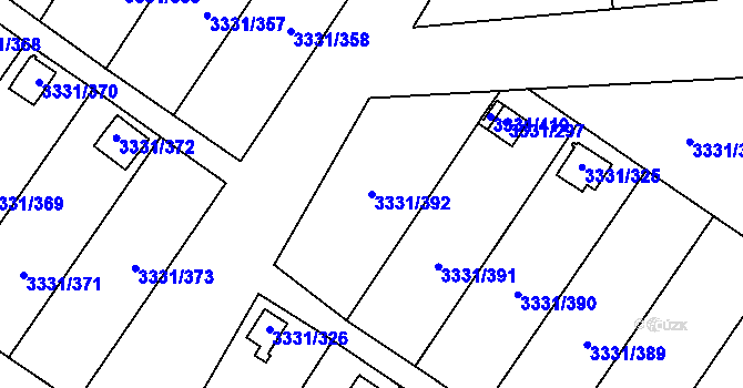 Parcela st. 3331/392 v KÚ Dubňany, Katastrální mapa