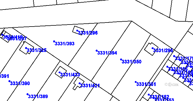 Parcela st. 3331/394 v KÚ Dubňany, Katastrální mapa