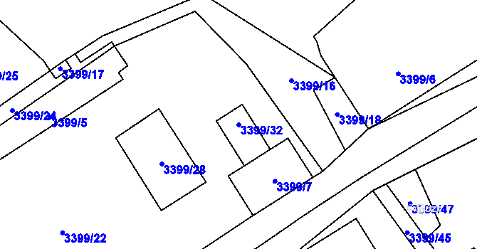 Parcela st. 3399/32 v KÚ Dubňany, Katastrální mapa