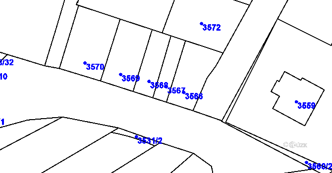Parcela st. 3567 v KÚ Dubňany, Katastrální mapa