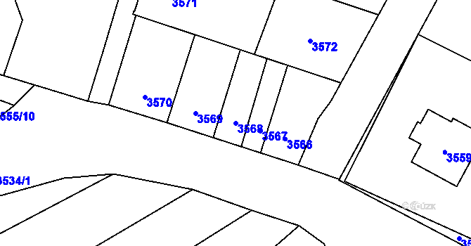 Parcela st. 3568 v KÚ Dubňany, Katastrální mapa