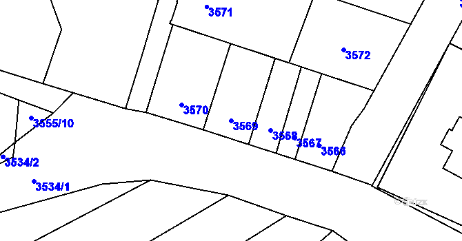Parcela st. 3569 v KÚ Dubňany, Katastrální mapa