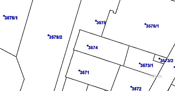 Parcela st. 3574 v KÚ Dubňany, Katastrální mapa