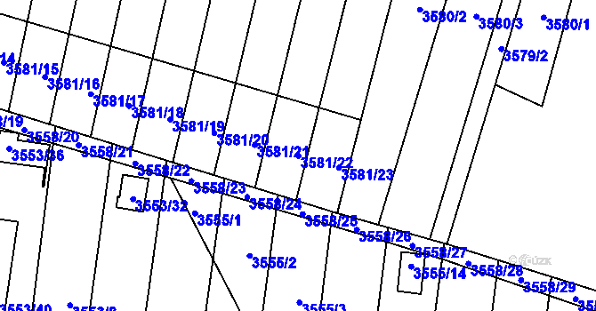 Parcela st. 3581/22 v KÚ Dubňany, Katastrální mapa