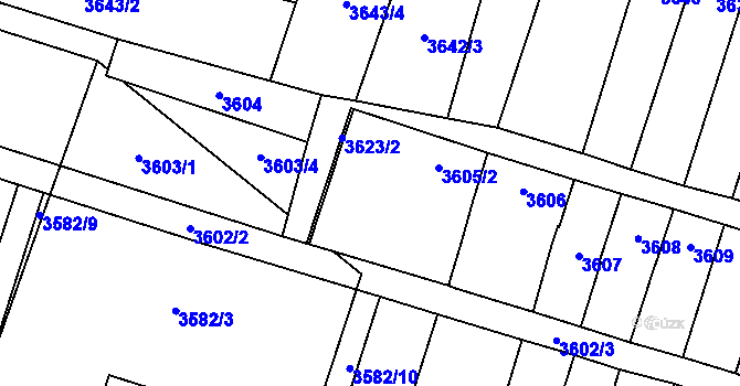 Parcela st. 3605/2 v KÚ Dubňany, Katastrální mapa