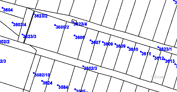 Parcela st. 3607 v KÚ Dubňany, Katastrální mapa