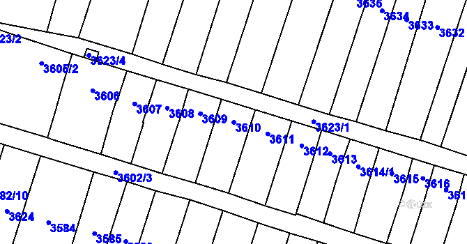 Parcela st. 3610 v KÚ Dubňany, Katastrální mapa