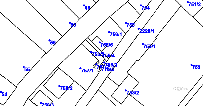 Parcela st. 756/4 v KÚ Dubňany, Katastrální mapa