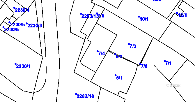 Parcela st. 7/4 v KÚ Dubňany, Katastrální mapa