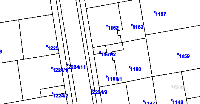 Parcela st. 1161/2 v KÚ Dubňany, Katastrální mapa