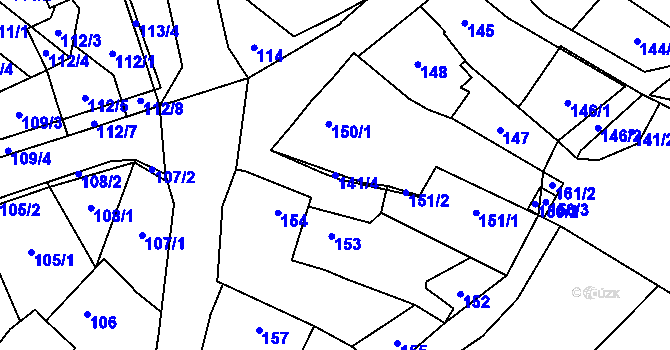 Parcela st. 141/4 v KÚ Dubňany, Katastrální mapa