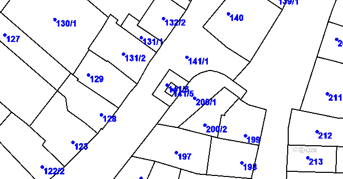 Parcela st. 141/5 v KÚ Dubňany, Katastrální mapa