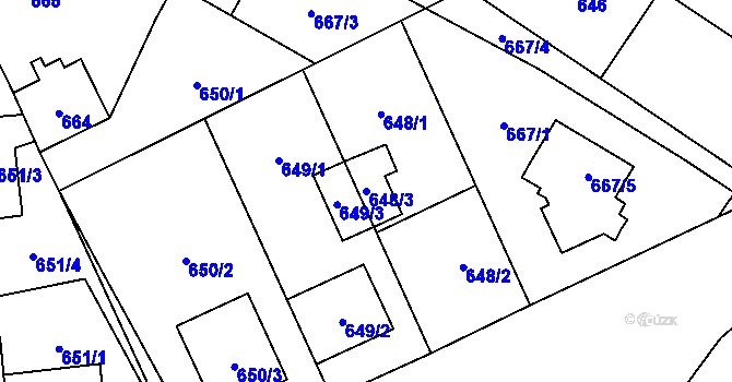 Parcela st. 648/3 v KÚ Dubňany, Katastrální mapa