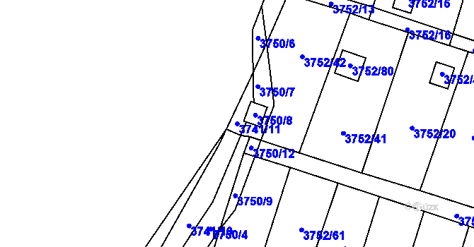 Parcela st. 3741/11 v KÚ Dubňany, Katastrální mapa