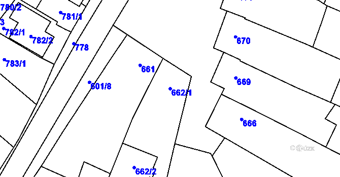 Parcela st. 662/1 v KÚ Dubňany, Katastrální mapa