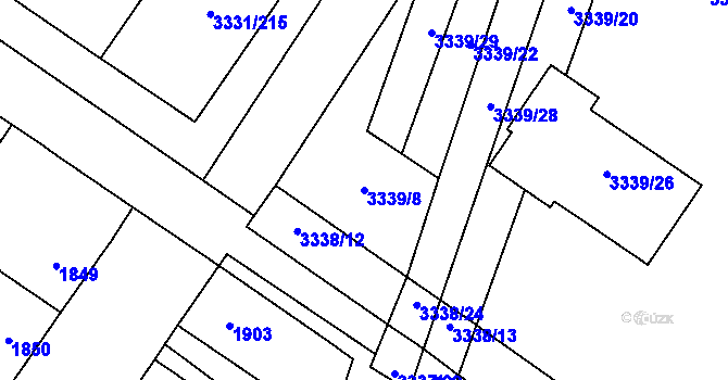 Parcela st. 3339/8 v KÚ Dubňany, Katastrální mapa