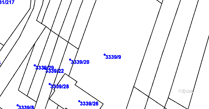 Parcela st. 3339/9 v KÚ Dubňany, Katastrální mapa