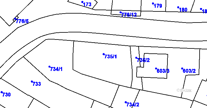 Parcela st. 735/1 v KÚ Dubňany, Katastrální mapa