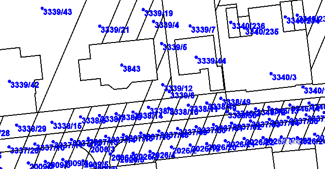 Parcela st. 3339/12 v KÚ Dubňany, Katastrální mapa