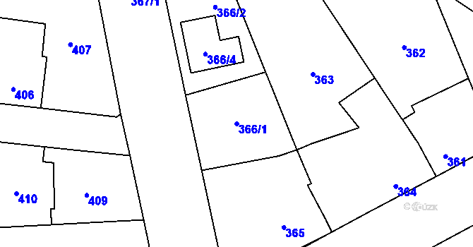 Parcela st. 366/1 v KÚ Dubňany, Katastrální mapa