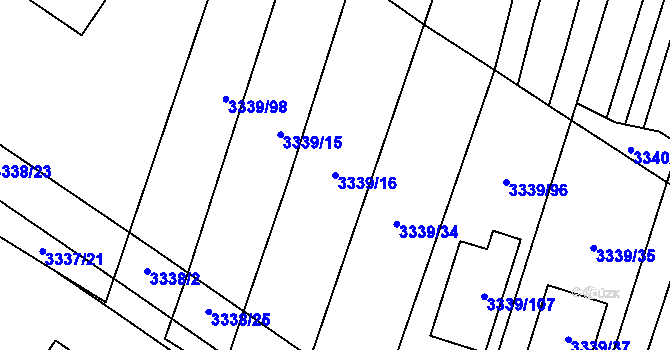 Parcela st. 3339/16 v KÚ Dubňany, Katastrální mapa