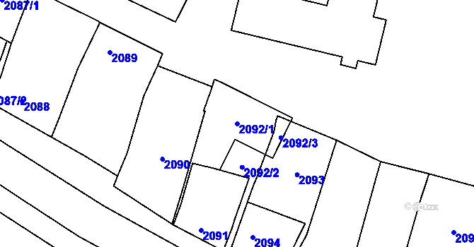 Parcela st. 2092/1 v KÚ Dubňany, Katastrální mapa
