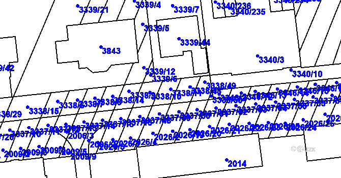 Parcela st. 3338/11 v KÚ Dubňany, Katastrální mapa