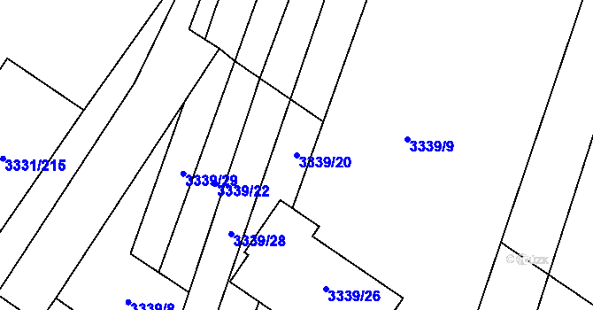 Parcela st. 3339/20 v KÚ Dubňany, Katastrální mapa
