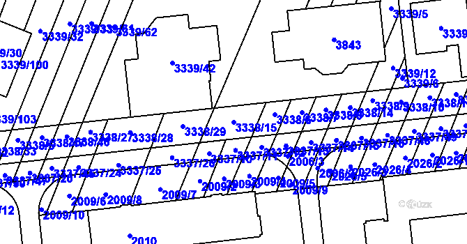 Parcela st. 3338/15 v KÚ Dubňany, Katastrální mapa