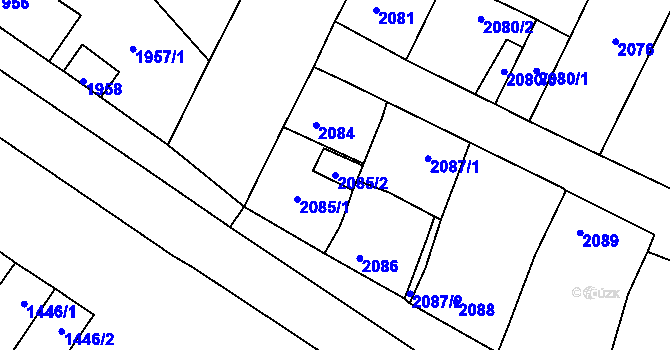 Parcela st. 2085/2 v KÚ Dubňany, Katastrální mapa