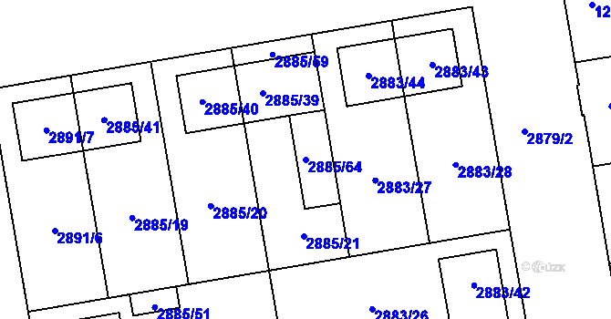Parcela st. 2885/64 v KÚ Dubňany, Katastrální mapa