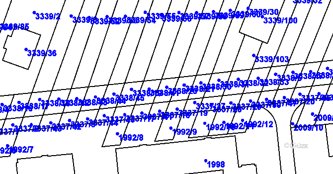 Parcela st. 3338/20 v KÚ Dubňany, Katastrální mapa