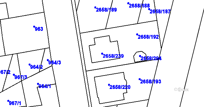 Parcela st. 2658/239 v KÚ Dubňany, Katastrální mapa