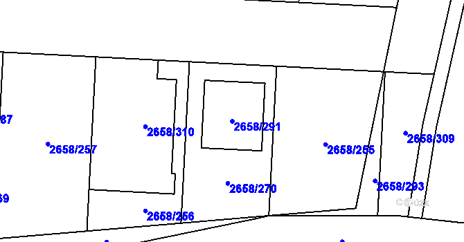 Parcela st. 2658/291 v KÚ Dubňany, Katastrální mapa