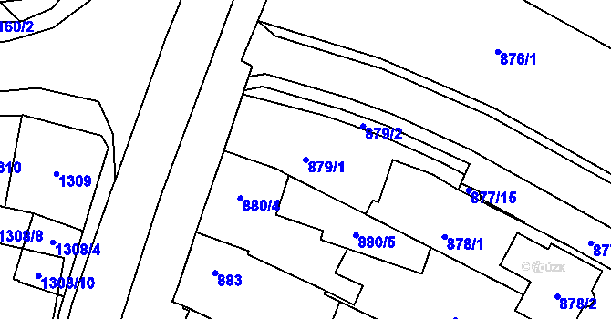 Parcela st. 879/1 v KÚ Dubňany, Katastrální mapa