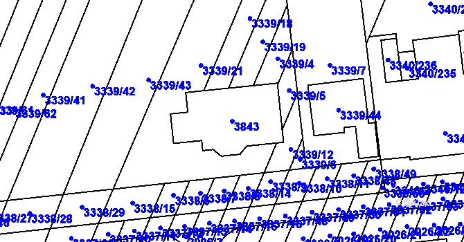 Parcela st. 3843 v KÚ Dubňany, Katastrální mapa