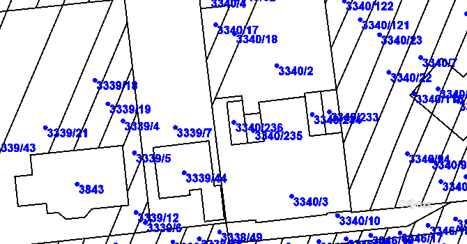 Parcela st. 3340/236 v KÚ Dubňany, Katastrální mapa